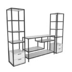 Έπιπλο τηλεόρασης Robbins μαύρο άσπρο 198x39x160cm ed12124 - Image 3