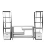 Έπιπλο τηλεόρασης Robbins μαύρο άσπρο 198x39x160cm ed12124 - Image 2