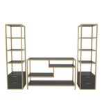 Έπιπλο τηλεόρασης Robbins χρυσό ανθρακί 198x39x160cm ed12125 - Image 2