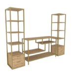 Έπιπλο τηλεόρασης Robbins χρυσό oak 198x39x160cm ed12126 - Image 3