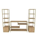 Έπιπλο τηλεόρασης Robbins χρυσό oak 198x39x160cm ed12126 - Image 2