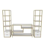 Έπιπλο τηλεόρασης Robbins χρυσό άσπρο 198x39x160cm ed12127 - Image 3