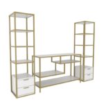 Έπιπλο τηλεόρασης Robbins χρυσό άσπρο 198x39x160cm ed12127 - Image 2