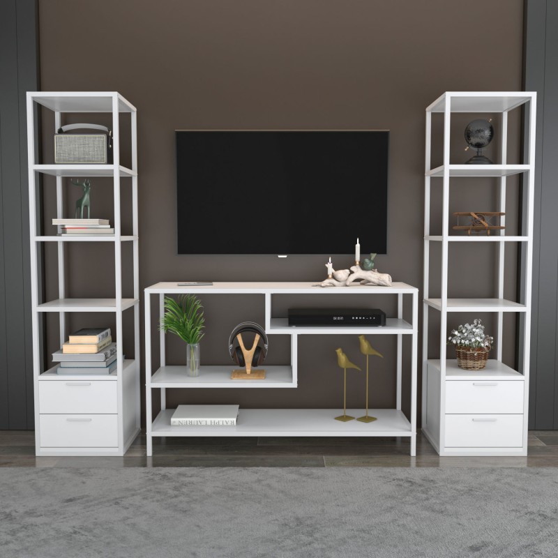12128_0-800x800 Έπιπλο τηλεόρασης Robbins άσπρο 198x39x160cm ed12128 - Image 1