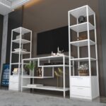 Έπιπλο τηλεόρασης Robbins άσπρο 198x39x160cm ed12128 - Image 5