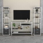 Έπιπλο τηλεόρασης Robbins άσπρο ανθρακί 198x39x160cm ed12129