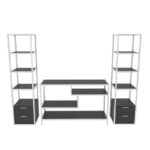 Έπιπλο τηλεόρασης Robbins άσπρο ανθρακί 198x39x160cm ed12129 - Image 2