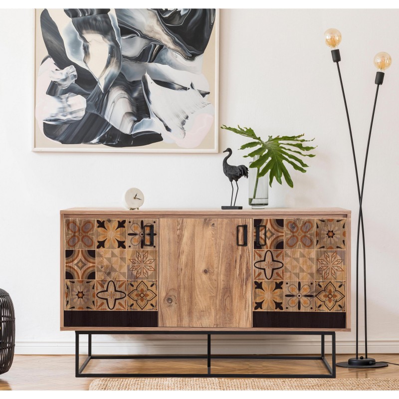 12133_0-800x800 Μπουφές Quattro atlantic pine μαύρο χρώμα μελαμίνη 140x80x40cm ed12133 - Image 1