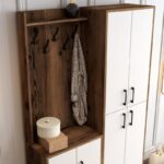 Έπιπλο εισόδου Berlin καρυδί άσπρο μελαμίνη μεταλλικά πόδια 120x35x200εκ ed1214 - Image 4