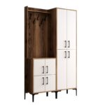 Έπιπλο εισόδου Berlin καρυδί άσπρο μελαμίνη μεταλλικά πόδια 120x35x200εκ ed1214 - Image 3