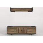 Έπιπλο tv Lipari μελαμίνη ανθρακί καρυδί 150x35x43 2cm ed12178 - Image 5