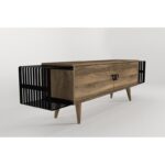 Σύνθετο τηλεόρασης Oltre καρυδί μαύρο μελαμίνη 188x35x53 2εκ ed12188 - Image 5