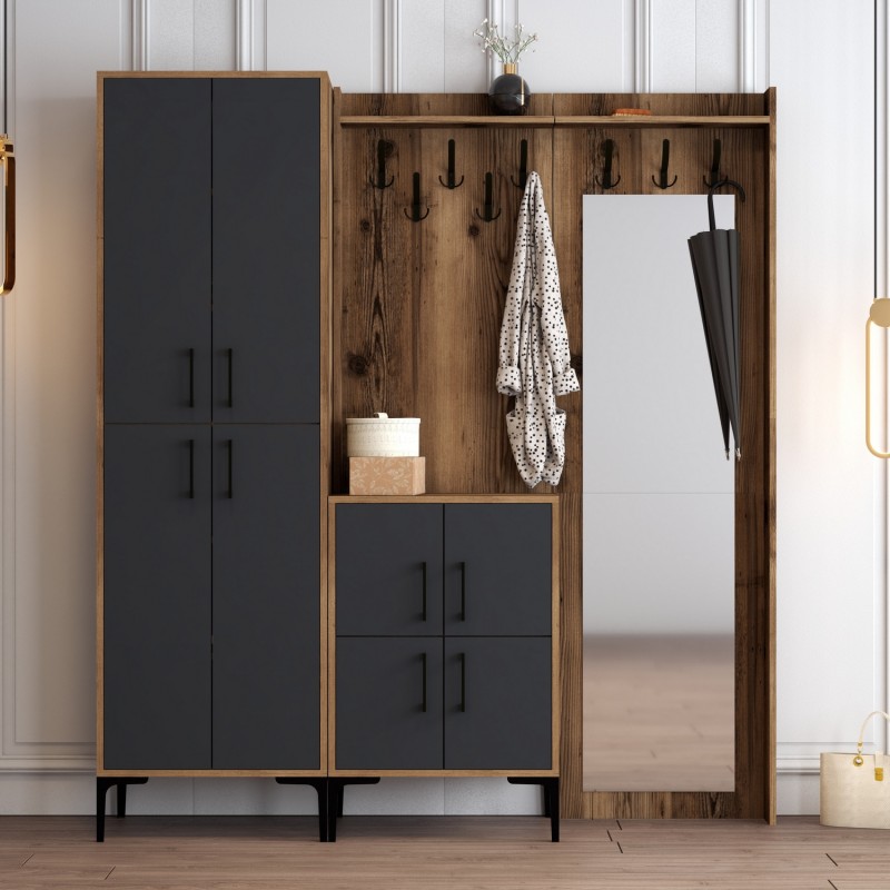 1218_0-800x800 Έπιπλο εισόδου Berlin καρυδί ανθρακί μελαμίνη μεταλλικ΄΄α πόδια 180x35x200εκ ed1218 - Image 1