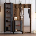 Έπιπλο εισόδου Berlin καρυδί ανθρακί μελαμίνη μεταλλικ΄΄α πόδια 180x35x200εκ ed1218 - Image 5