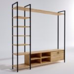 Έπιπλο TV Biblo oak χρώμα μελαμίνη μέταλλο 180x40x180cm ed1219 - Image 4