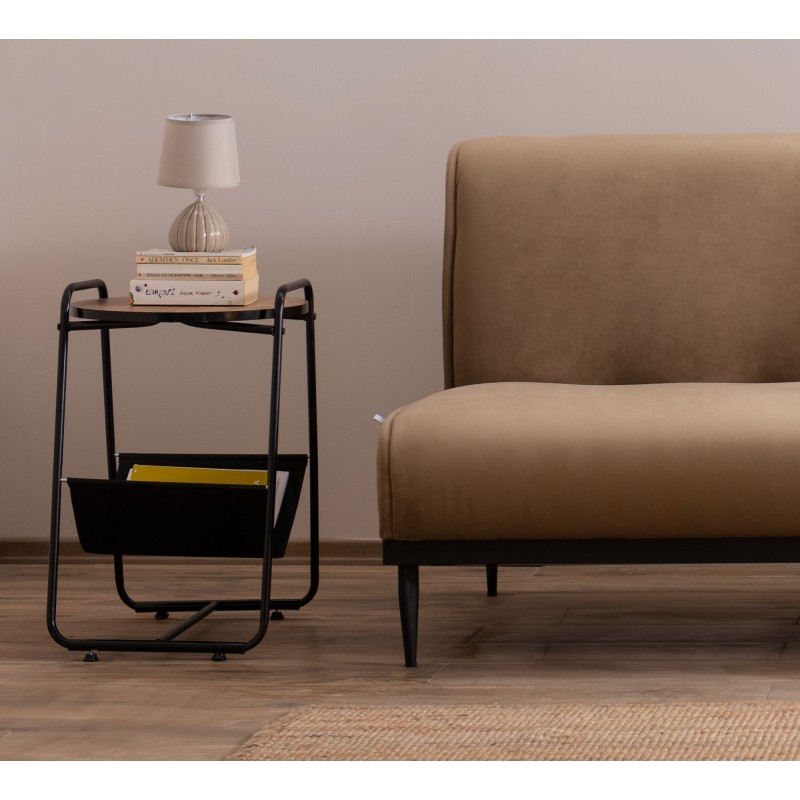 12276_0-800x800 Βοηθητικό τραπέζι Giornale μελαμίνη καφέ μέταλλο μαύρο 48x61cm ed12276 - Image 1