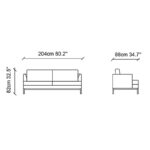 Καναπές τριθέσιος Pearl κρεμ 204x88x82cm ed1229 - Image 2