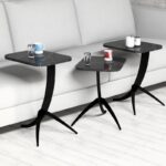 Τραπεζάκι σαλονιού Pio μαύρη Marble μελαμίνη 35x45x60cm μεταλλικά πόδια ed1234 - Image 4