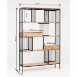 Βιβλιοθήκη Tokyo καφέ μαύρο μελαμίνη μεταλλικό πλαίσιο 120x30x180εκ ed1242 - Image 2