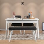 Τραπεζαρία 4 τεμαχίων Santiago ξύλινα πόδια 120x75x75cm pine ανθρακί χρώμα ed12452