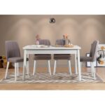 Τραπεζαρία 5 τεμαχίων Costa άσπρο γκρι χρώμα μελαμίνη με ξ΄υλινα πόδια 120x75cm ed12464