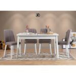 Τραπεζαρία 5 τεμαχίων Santiago ξύλινα πόδια 120x75x75cm άσπρο γκρι χρώμα ed12483