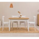 Τραπεζαρία Olive 5 τεμάχια 120x75x75cm μελαμίνη άσπρη ed12497