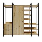 Ντουλάπα Okan δρυς μαύρο μελαμίνη 200x40x180εκ ed124 - Image 4