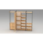 Ντουλάπα Okan δρυς μαύρο μελαμίνη 200x40x180εκ ed124 - Image 2