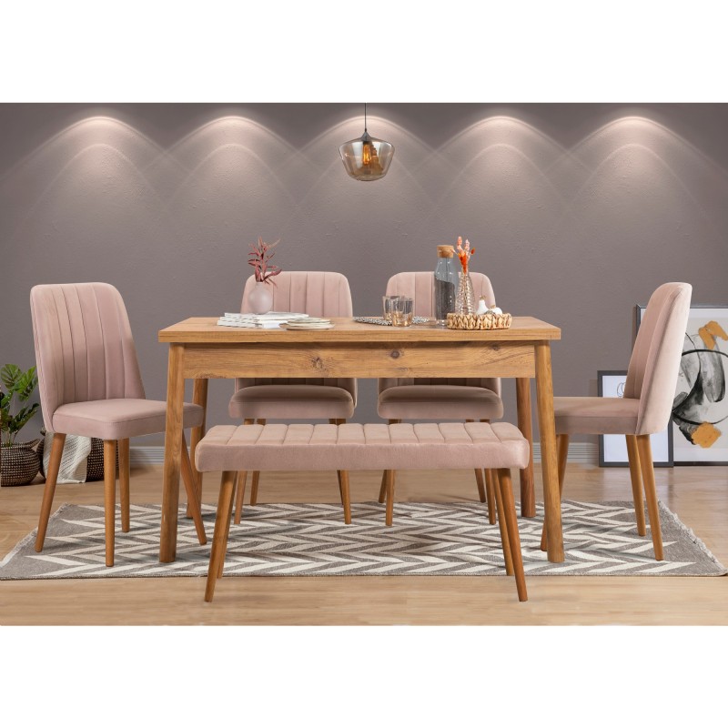 12511_0-800x800 Τραπεζαρία 6 τεμαχίων Costa pine χρώμα μελαμίνη με ξ΄υλινα πόδια 120x75cm ed12511 - Image 1