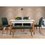 Τραπεζαρία Santiago 6 τεμάχια μελαμίνη pine άσπρη πράσινη 120x75cm ed12525