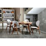 Σετ τραπεζαρία με καρέκλες Touch καρυδί κρεμ ξύλο 160x80x75εκ ed12548