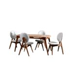 Σετ τραπεζαρία με καρέκλες Touch καρυδί κρεμ ξύλο 160x80x75εκ ed12548 - Image 4