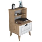 Κομοδίνο Raca καρυδί άσπρο 45x40x77 4cm ed12574 - Image 4