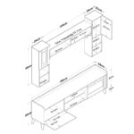 Σύνθεση τηλεόρασης Anesis 180x35x55cm walnut white χρώμα ed12584 - Image 2