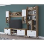 Σύνθεση τηλεόρασης Anesis 180x34x55cm walnut white χρώμα ed12586