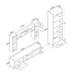 Σύνθεση τηλεόρασης Anesis 180x34x55cm walnut white χρώμα ed12586 - Image 2