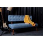 Καναπές ξύλινος διθέσιος Rois Indigo Blue 140x64x78cm ed12627 - Image 4