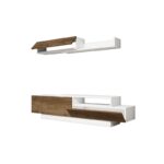 Έπιπλο τηλεόρασης Elda λευκό καρυδί 160x31 8x35cm μελαμίνη ed1267 - Image 3