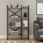 Βιβλιοθήκη Tito atlantic pine μελαμίνη μεταλλικό πλαίσιο 87 5x30x138εκ ed12690 - Image 5