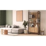 Βιβλιοθήκη Bat Atlantic Pine μελαμίνη μεταλλικό πλαίσιο 90x34x180εκ ed12700 - Image 5