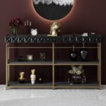 Κονσόλα Emerald ανθρακί χρυσό χρώμα μελαμίνη 152x32x83cm ed12741