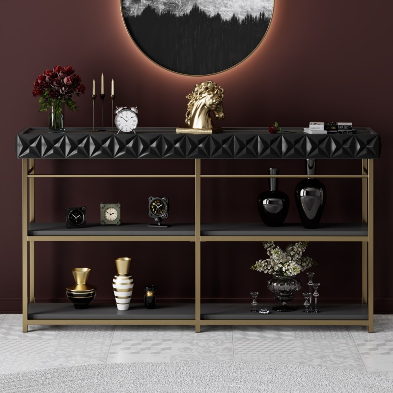 12741_0-800x800 Κονσόλα Emerald ανθρακί χρυσό χρώμα μελαμίνη 152x32x83cm ed12741 - Image 1