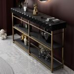 Κονσόλα Emerald ανθρακί χρυσό χρώμα μελαμίνη 152x32x83cm ed12741 - Image 4