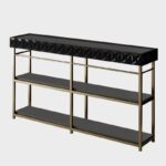 Κονσόλα Emerald ανθρακί χρυσό χρώμα μελαμίνη 152x32x83cm ed12741 - Image 3