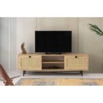 Έπιπλο TV Frosinone oak μαύρο χρώμα μελαμίνη 140x40x60cm ed1274