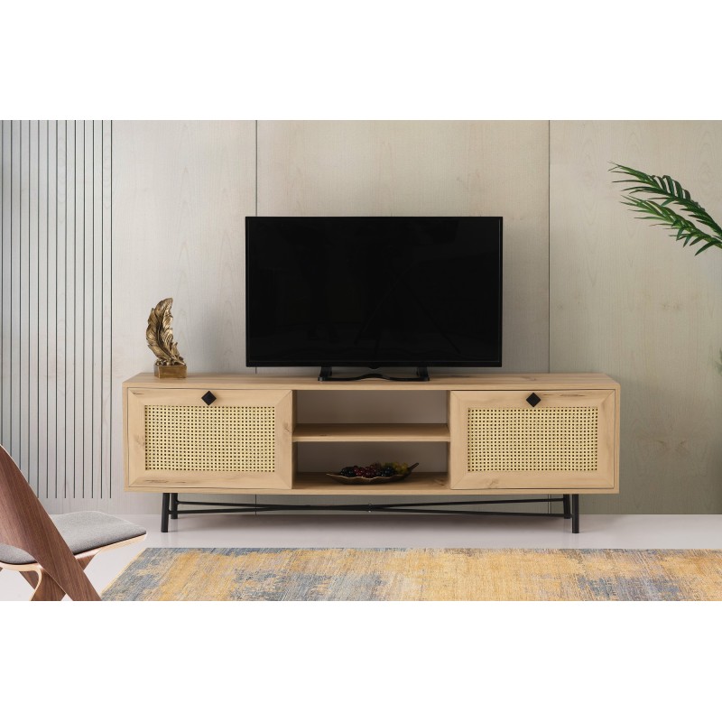 1274_0-800x800 Έπιπλο TV Frosinone oak μαύρο χρώμα μελαμίνη 140x40x60cm ed1274 - Image 1
