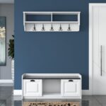 Έπιπλο εισόδου Feri άσπρο μαύρο μάρμαρο μελαμίνη 120x40x45εκ ed12781 - Image 5