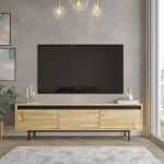 Έπιπλο TV Bigonia χρώματος oak μαύρο 160x35 5x45 2cm ed1279