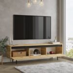 Έπιπλο TV Bigonia χρώματος oak μαύρο 160x35 5x45 2cm ed1279 - Image 5
